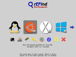 The rEFInd main menu shows your OSes graphically