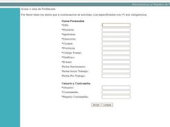 Pantalla de ingreso de datos