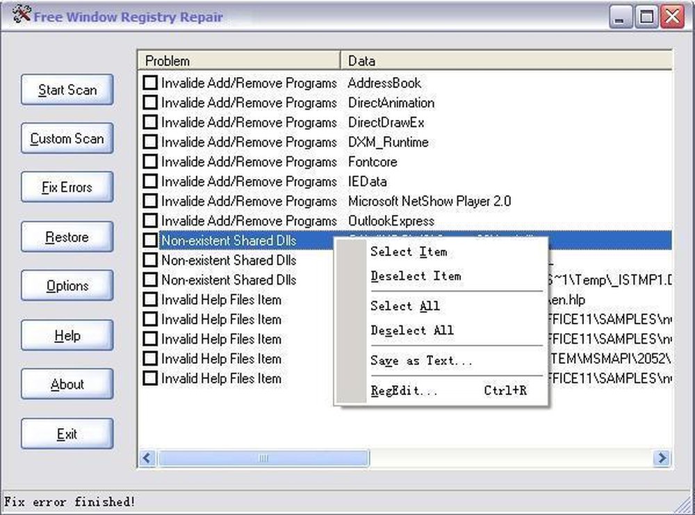 RegSofts Free Window Registry Repair Screenshot 1