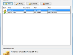 Reminder database interface