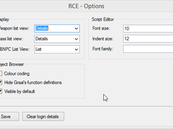 Options window