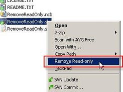 Only the "Remove" item is shown if file(s) are read-only.