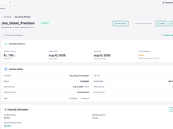 Contract detail view | Renewal dates and clauses extracted from the PDF