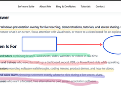 Core screen overlay in action — write notes, draw shapes, and highlight over browser pages, PDFs, and running applications.
