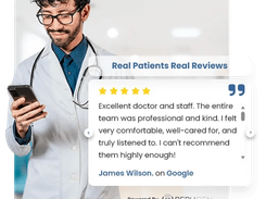 Testimonial Widget - Verified Patient Feedback  Build clinical credibility by showcasing authentic, verified reviews from your actual patient base on your website with our testimonial widget. 