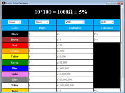 The 4 band Resistor Color Calculator running on Windows.