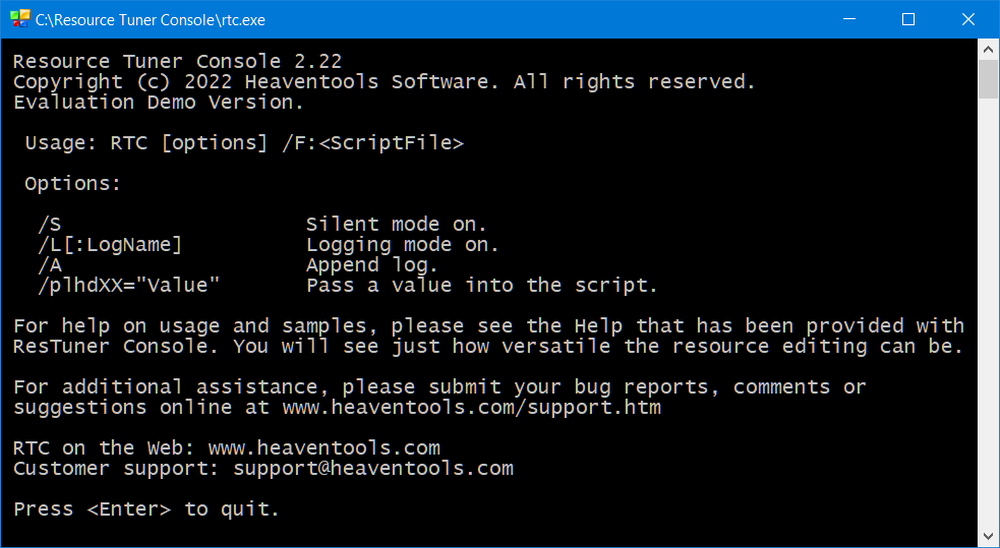 Resource Tuner Console command-line interface