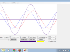 Screen-shot demonstrating a resultant wave of two waves of equal wavelength and amplitude