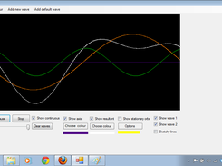 Screen-shot demonstrating a resultant wave of two waves of different wavelength and amplitude