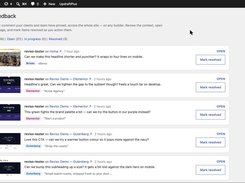 The Feedback dashboard — every comment pinned across your whole site, on any builder, with one-click resolve.