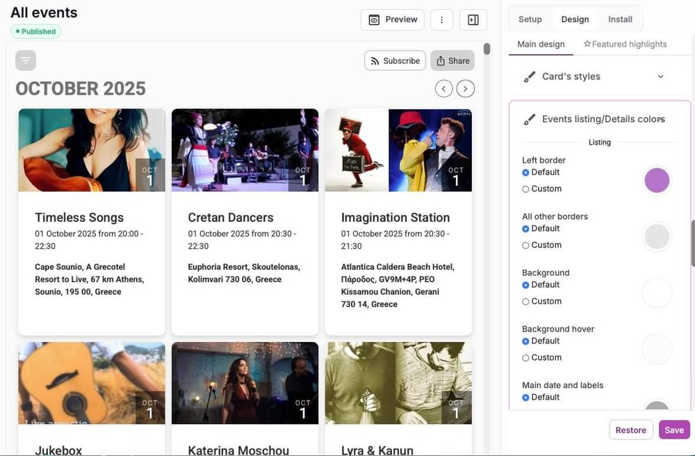 Customise the UI of your calendar with 200+ design options