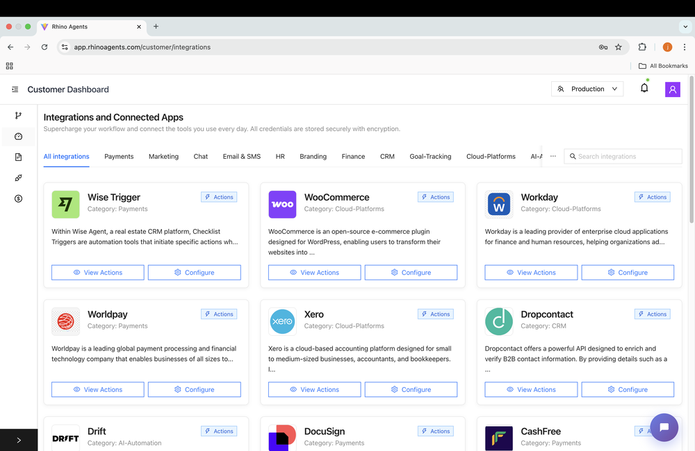 RhinoAgents Dashboard