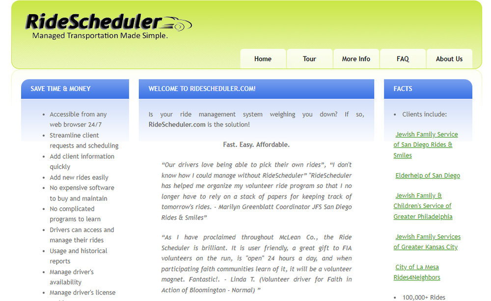 RideScheduler.com Screenshot 1