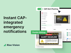 Keep your organization safe with emergency alerts that deliver instant, high-contrast visual notifications to displays, interactive flat panels, and wireless presentation systems. Our seamless CAP system integration amplifies your current safety tools by triggering automated, customizable notifications through leading systems like Raptor, CrisisGo, and Singlewire.