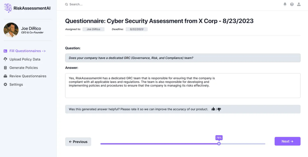 RiskAssessmentAI Screenshot 1