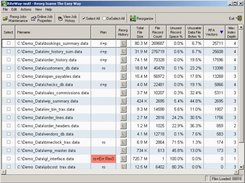 The main window showing selected isam file metrics