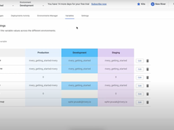 Rivery supports variables as an easy way to use the same values across multiple rivers or across multiple environments, automate processes or even pass values from one river to another.