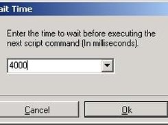 Adjustable command wait time entry form.