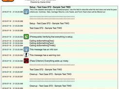 Output from Coarse Grinds HTML Logging System showing the results of one of the example tests.