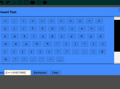 Many math symbols can be inserted.