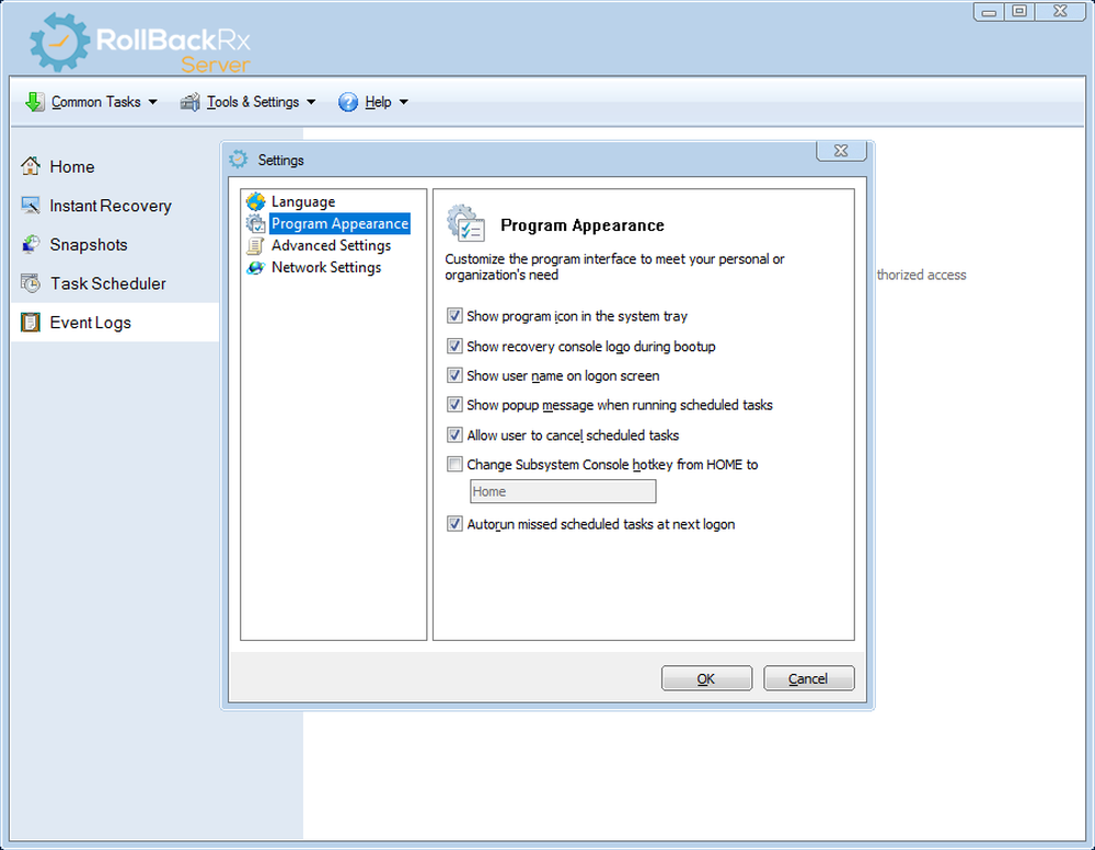 RollBack Rx Server Screenshot 1
