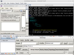 Running OWASP ZAP, Network Miner, Metasploit, and Zenmap.