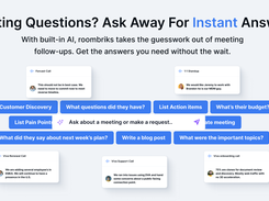 roombriks has ai built in, so it can help you with post-meeting action items. Turn custom AI questions to re-usable actions.