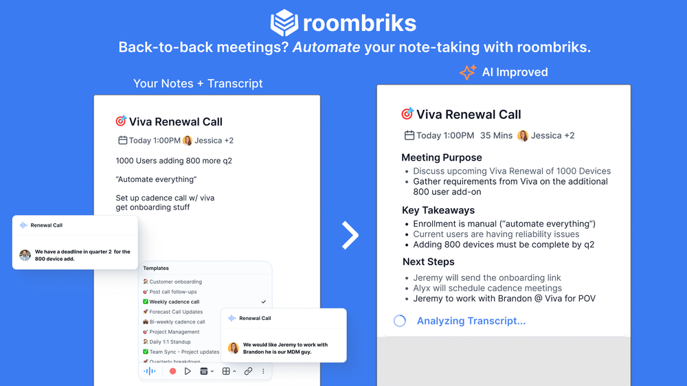 The AI notes app for anyone in back to back meetings.