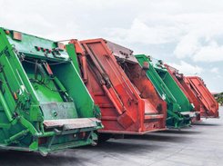 Waste route optimization software interface showing route digitization, collection program restructuring, and fleet performance tools — enabling operators to densify routes and reduce drive time without GIS expertise or outside consultants.