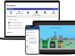 Resident-facing waste management app with recycling education, contamination reduction tools, and self-service features that increase participation rates and reduce operational costs for waste haulers.