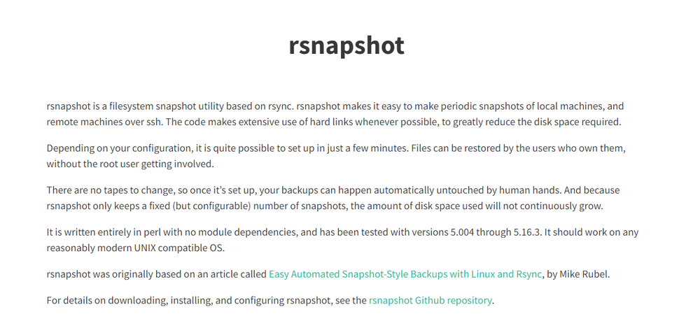 rsnapshot Screenshot 1