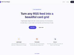 Landing page with zero-dependency value proposition and feature highlights