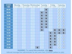 Front End - Scheduler Page (The "R" means Reserved)