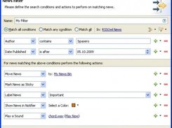 Apply actions to news based on search criterias