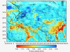 Map of P-wave velocity variations.