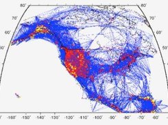 Event-to-sensor ray paths for an example RSTT tomography.