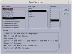 Font selector with retro theme