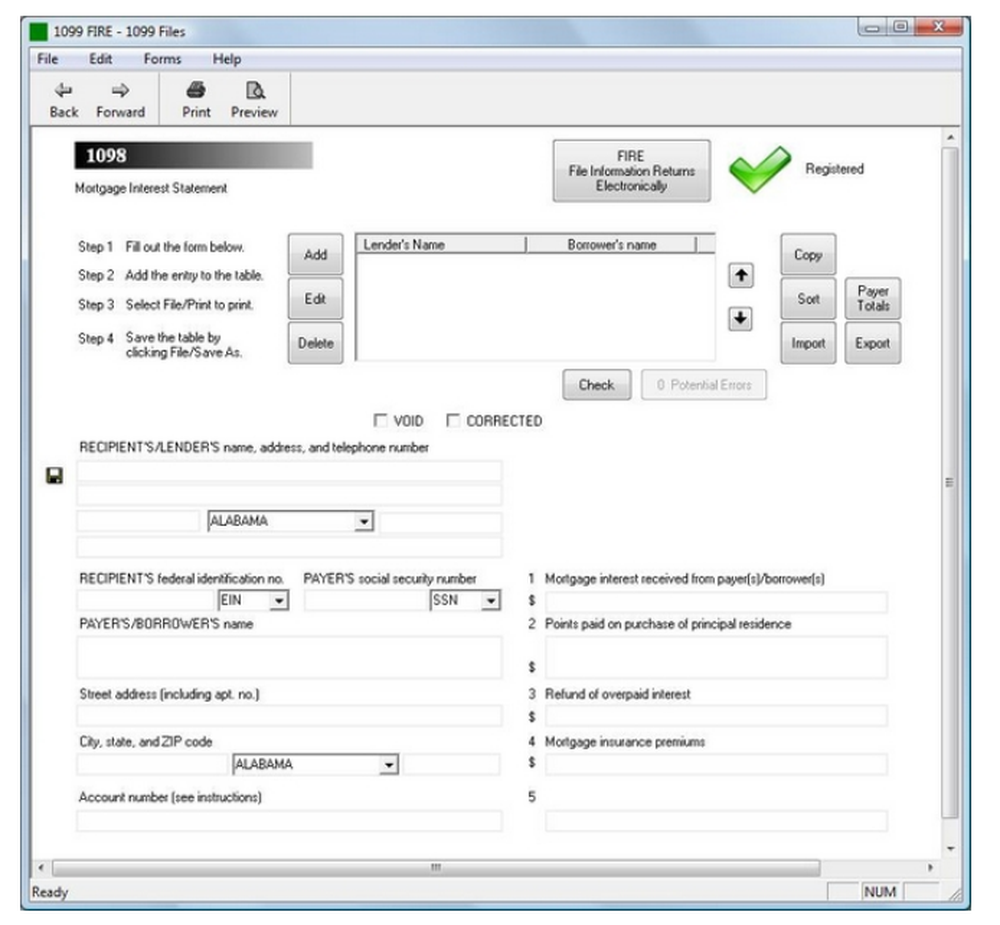 1099FIRE Software Screenshot 1