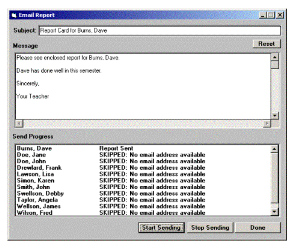 st Class GradeBook-EmailReport