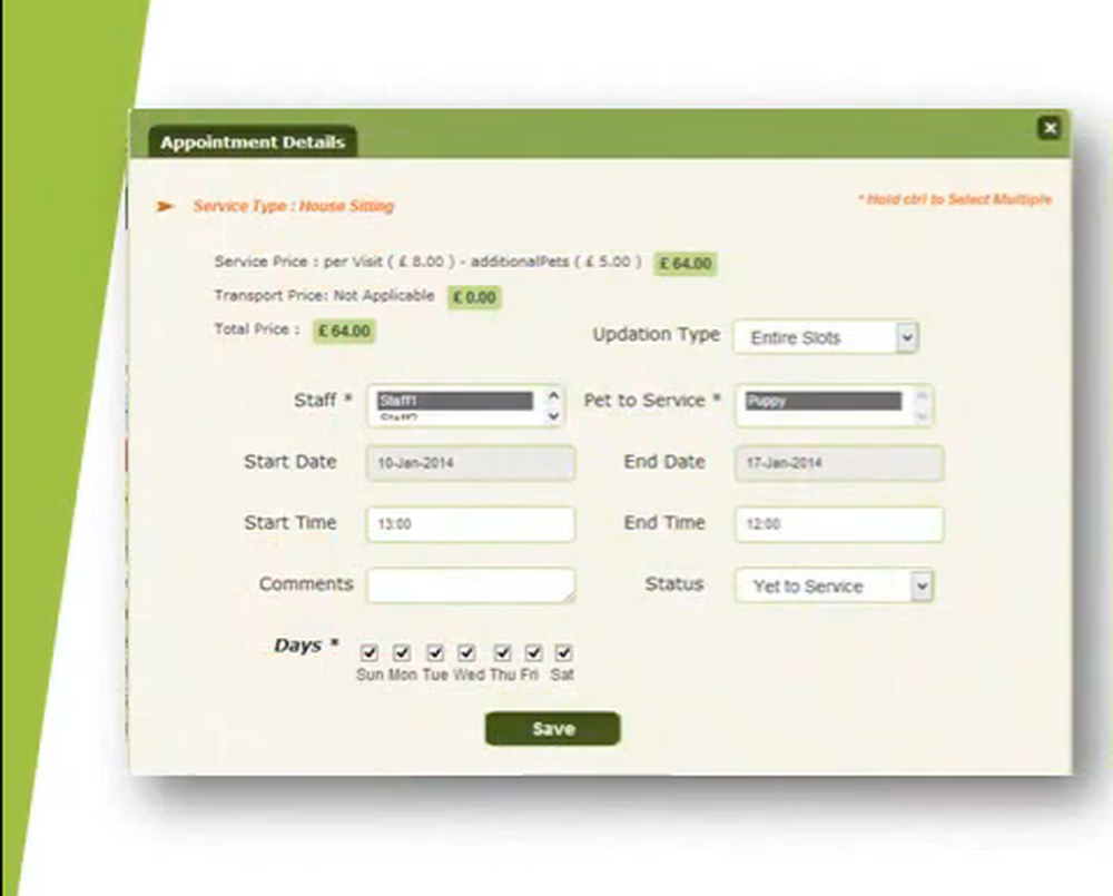 4d Pet booking software-AppointmentDetail