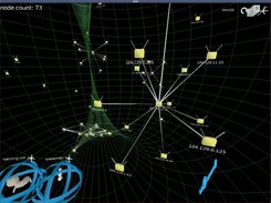 olsrs3d live shot from 22c3 in Berlin, visualizing the Freifunk OLSR network.