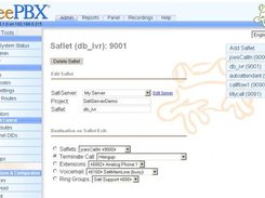 FreePBX running Saflets configuration page (1.3.0)