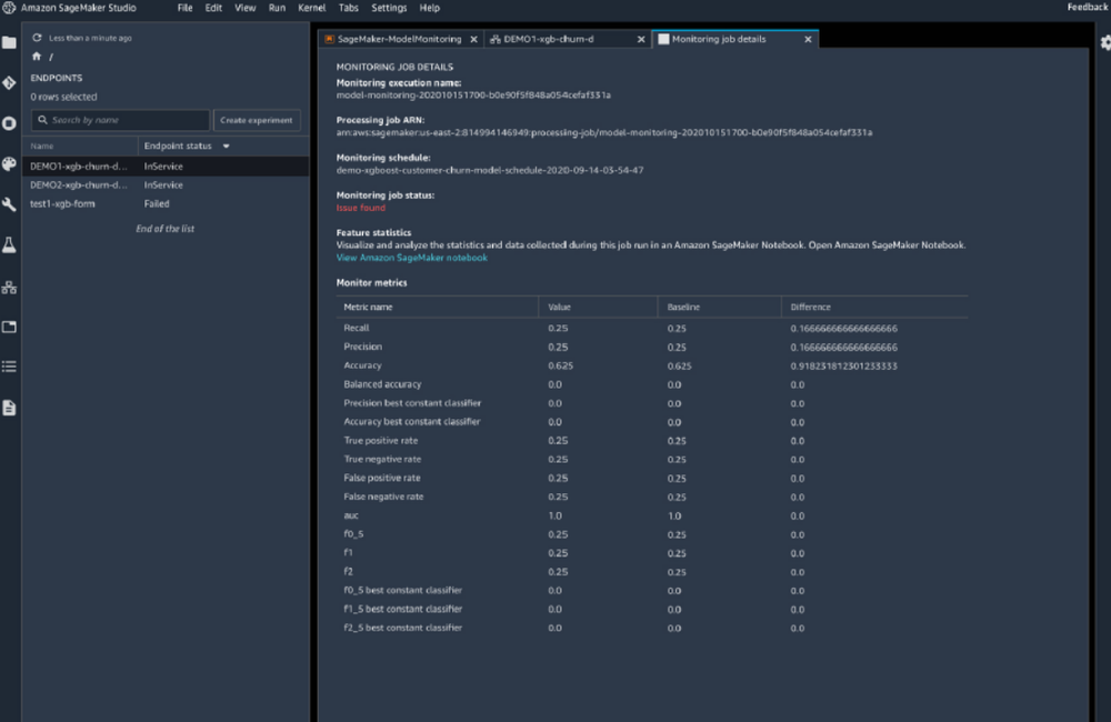 Amazon SageMaker Model Monitor Screenshot 1