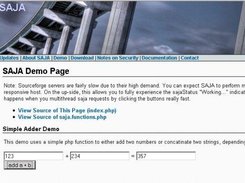 SAJA Demo Page in Action with the "Working..." indicator