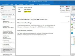 SalesOutlook is your CRM inside your Inbox.  Highlight an email and see all notes and email from everyone in the company. Highlight a note to see the note or email pop up.