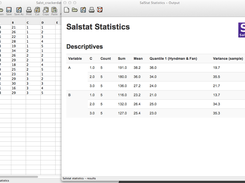 Salstat in action showing descriptive statistics