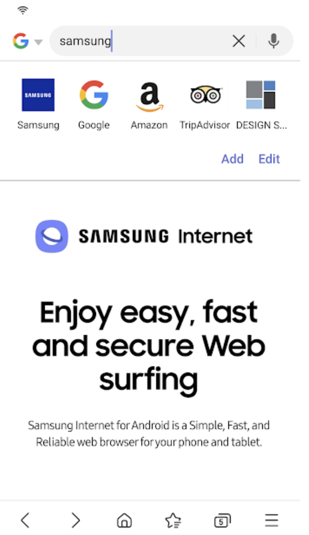 Samsung Internet Browser Screenshot 1