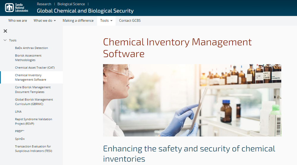 Sandia Chemical Inventory Management Screenshot 1