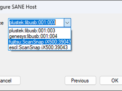 Selecting a scanner from the SANE host