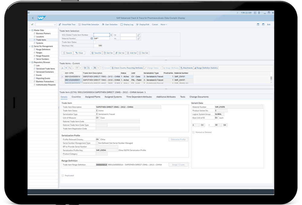 SAP Advanced Track and Trace for Pharmaceuticals Screenshot 1